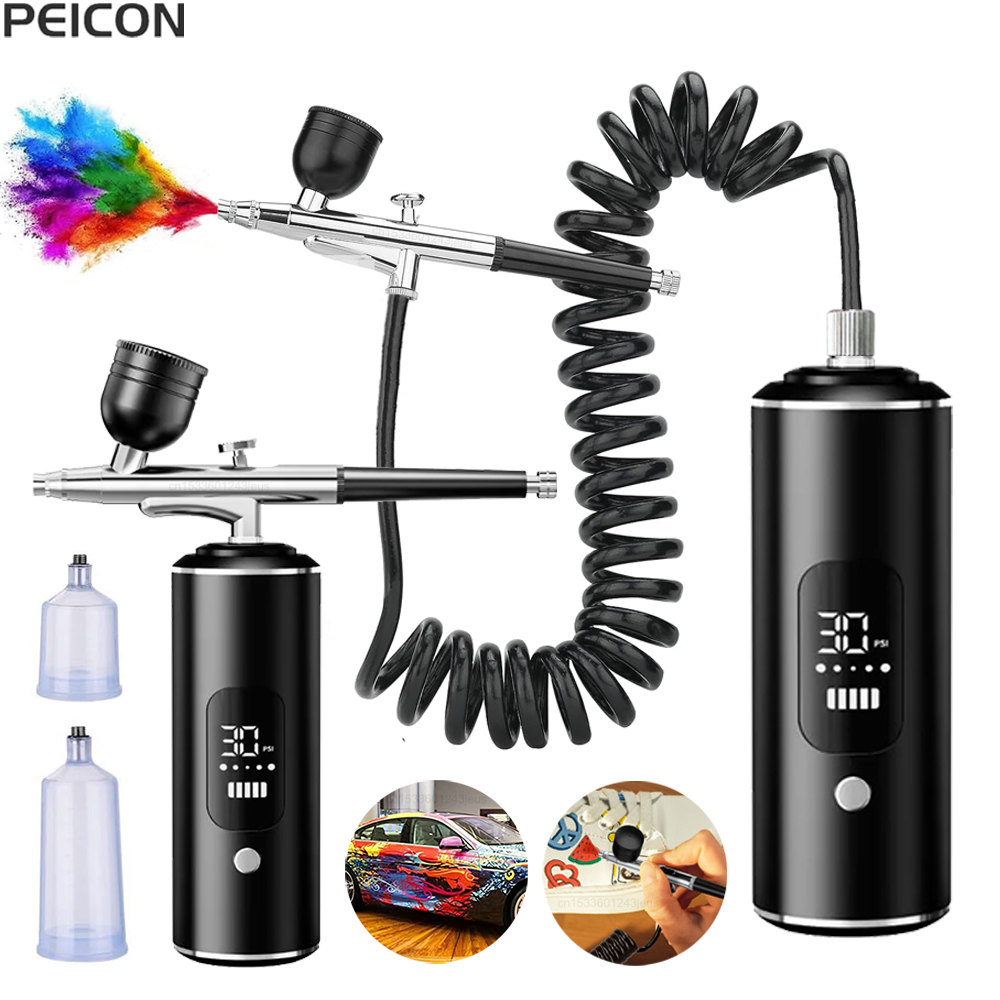 Airbrush Kit With Mini Compressor - Aérographe avec compresseur Portable aérographe peinture