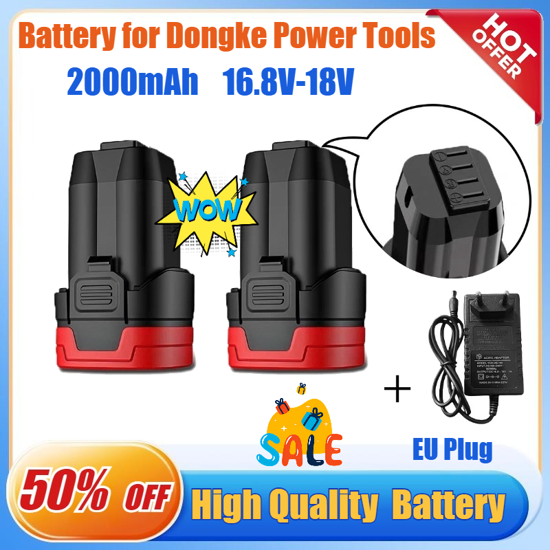 Brushless Cordless Electric Drill 18V - Batterie 16.8V/18V 2.0Ah pour perceuses à