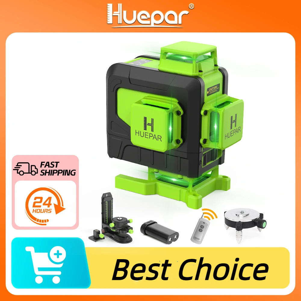 Laser Level 16 Lines 4D Green - Huepar-Niveau Laser 4D Vertical et Horizontal