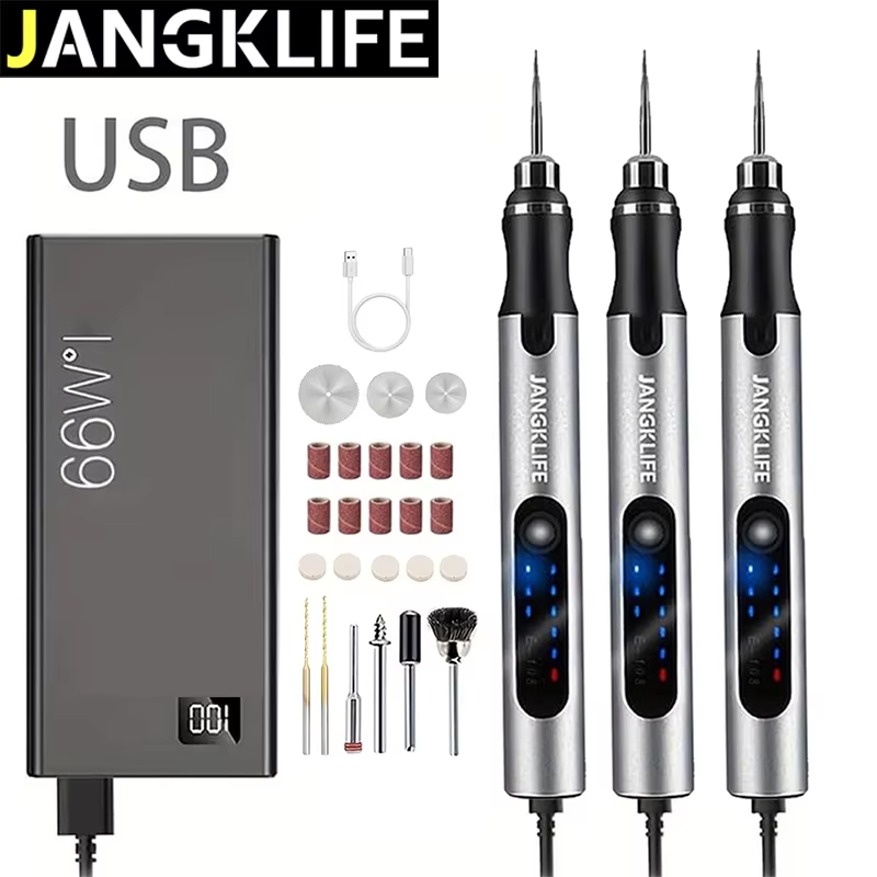 Cordless Rotary Tool Kit Accessories - Kit d'outils rotatifs rechargeables USB JANGKLIFE