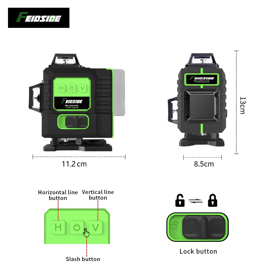 FEIDSIDE-Niveau Laser 4D/3D, 1 - Laser Level 16 Lines 4D Green avis et prix