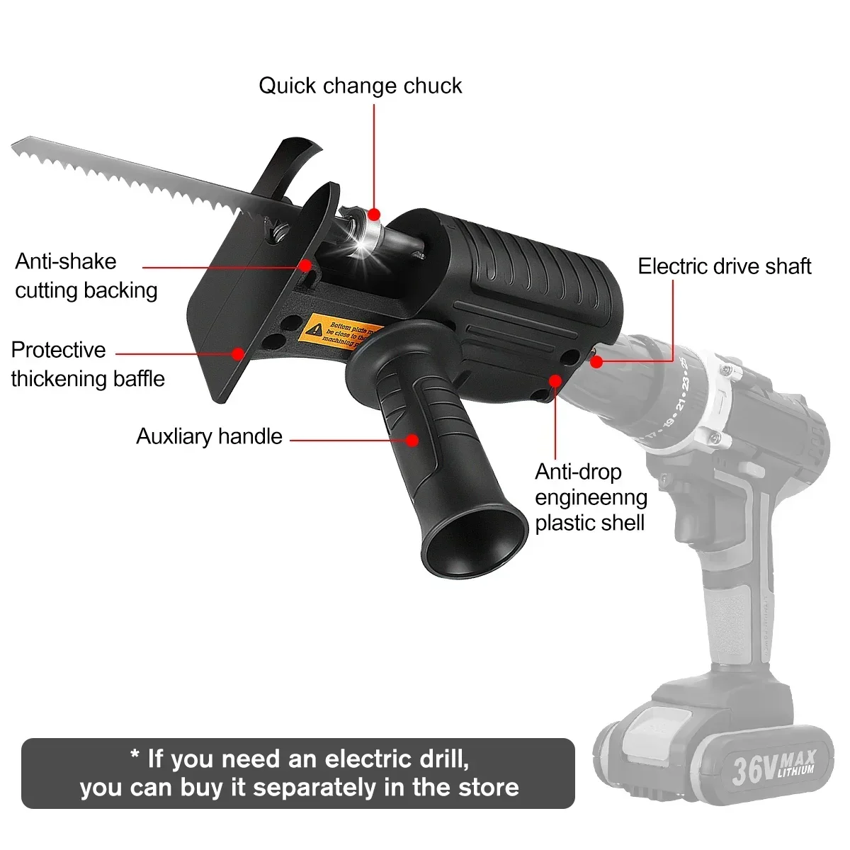 Adaptateur de scie alternative - Reciprocating Saw Attachment Drill avis et prix